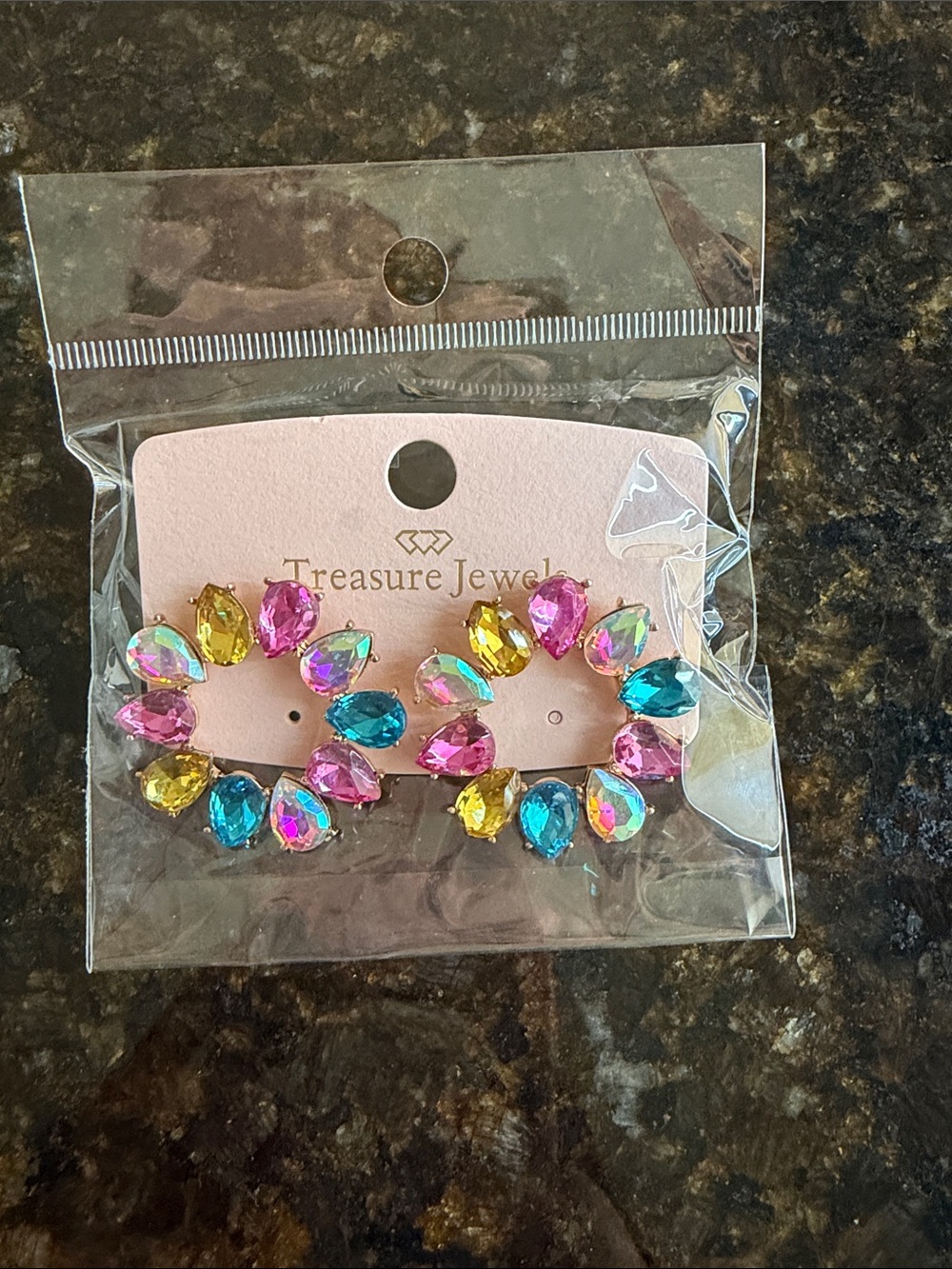 Multicolor Teardrop Gem Hoop Earrings